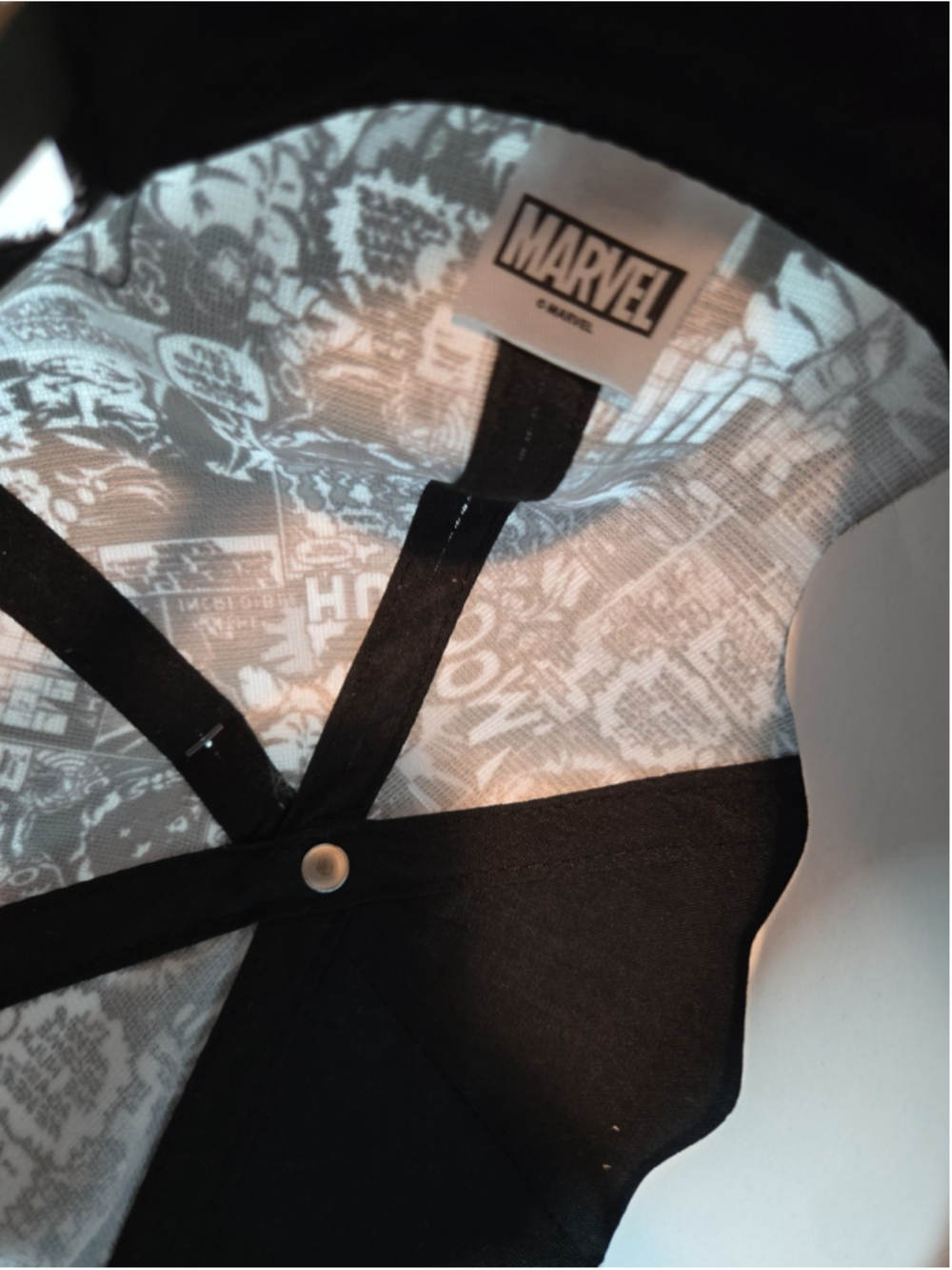 Marvel Comic Print Snapback Hat Cap Black White Adjustable Metal Tag Badge - Picture 2 of 9